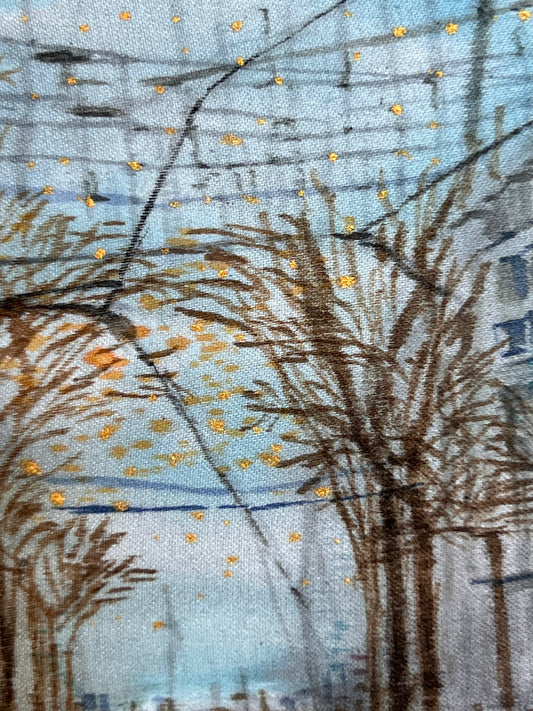 Hand-painted silk miniature.