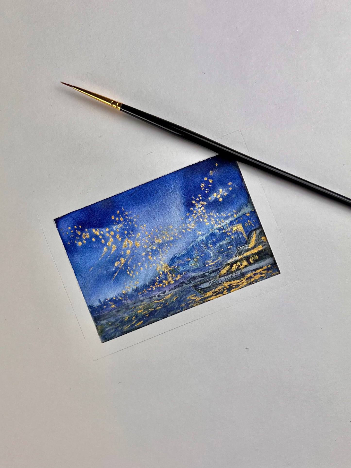 Hand-painted silk miniature.