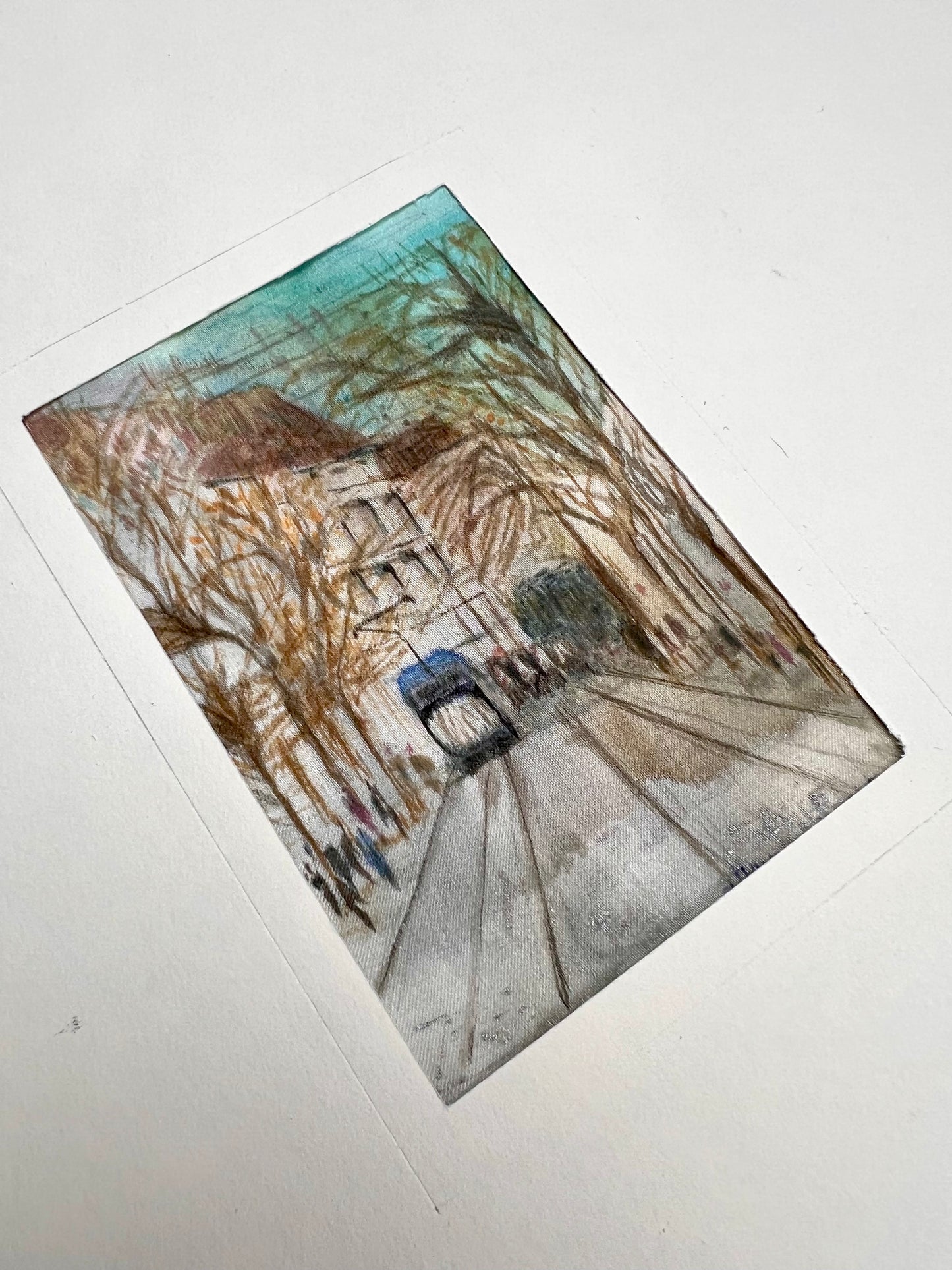 Hand-painted silk miniature