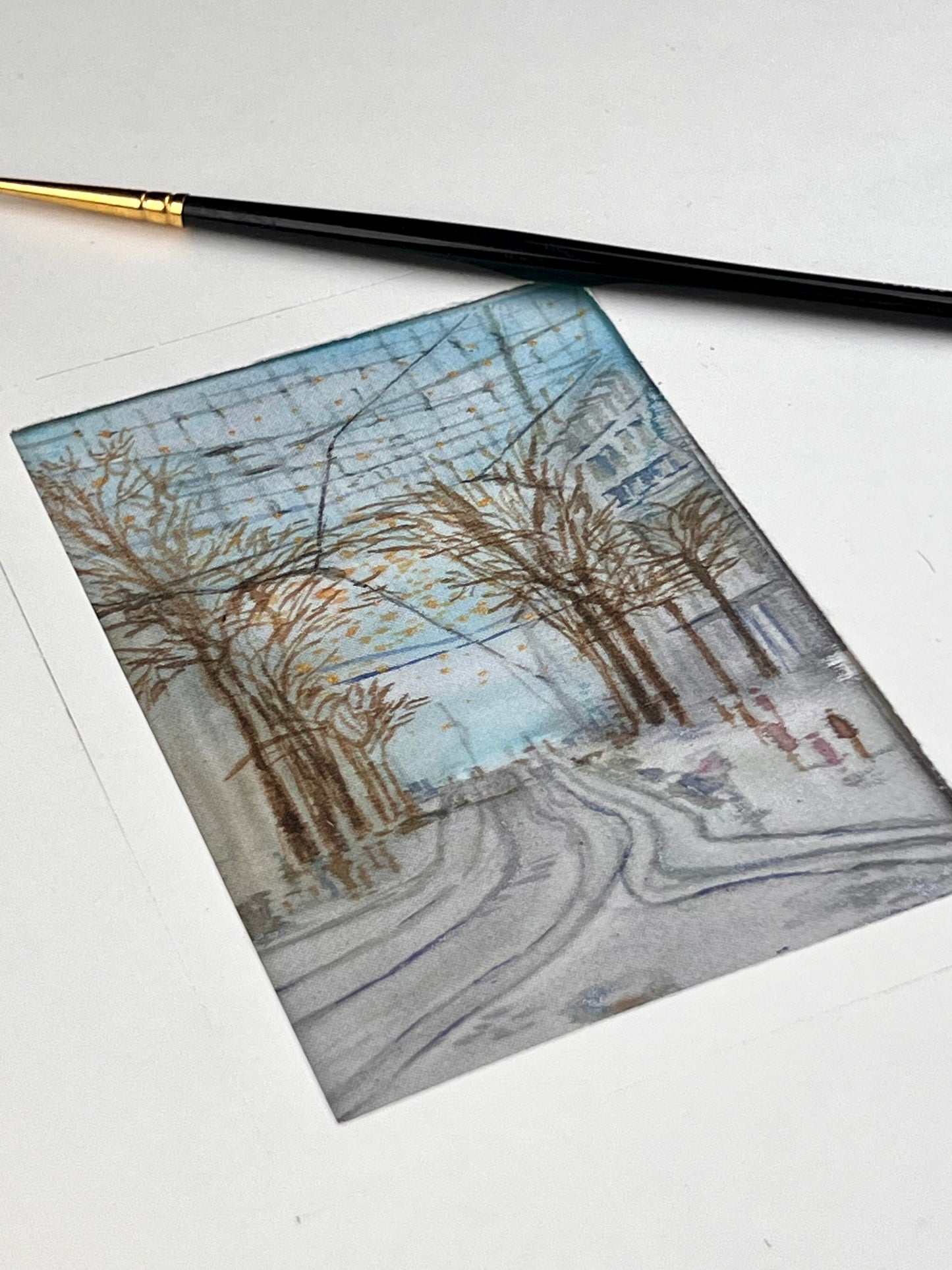 Hand-painted silk miniature.